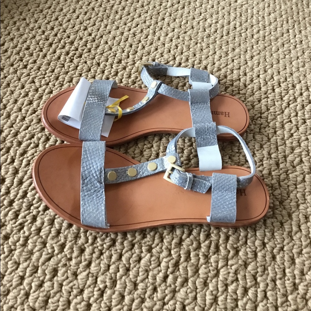 Hammitt leather pewter sandals. Sz 8 Great Cond